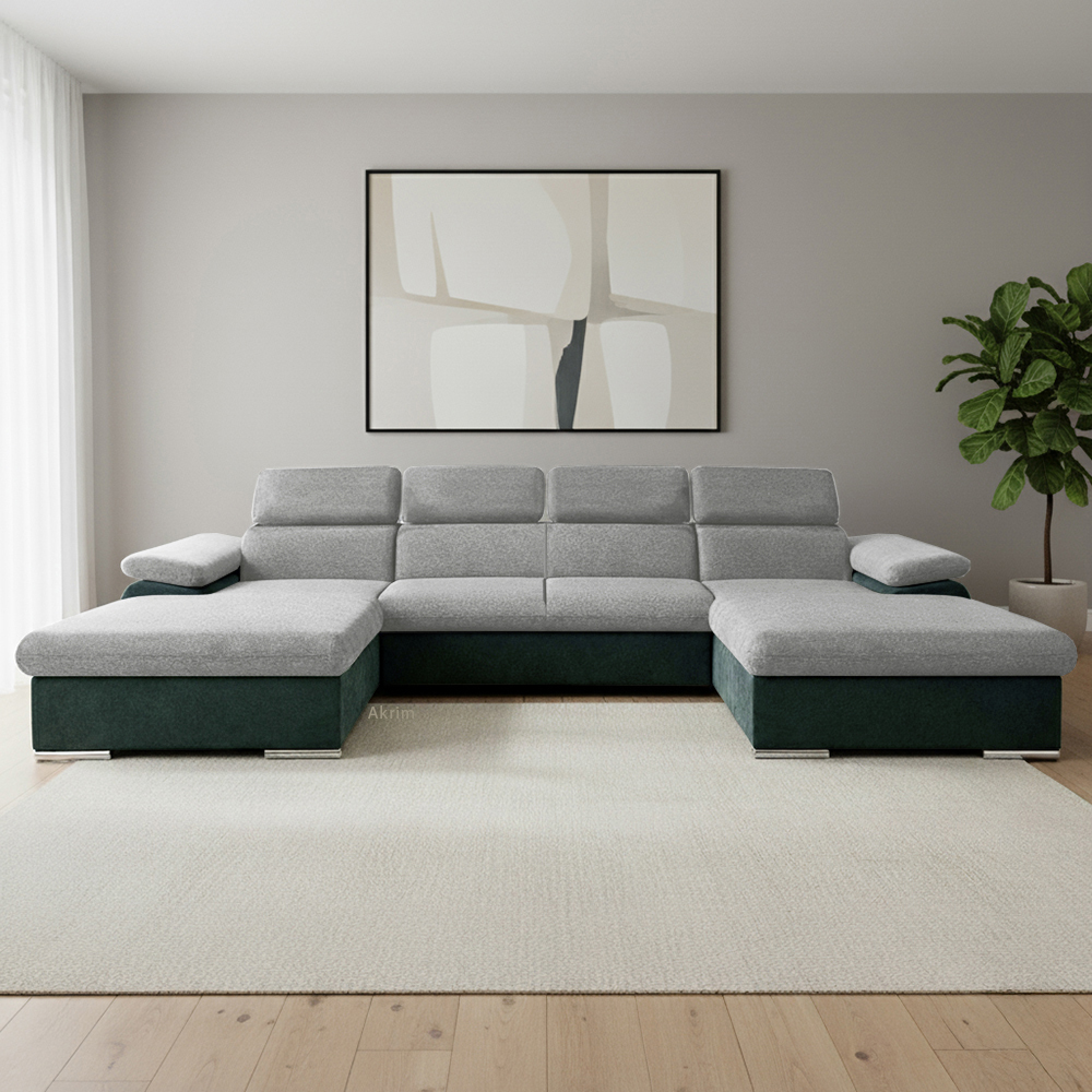 Sedací souprava COOL III | 191x350x191 cm | rozkládací + 2x úložný prostor | šedo tmavě tyrkysová 18/24