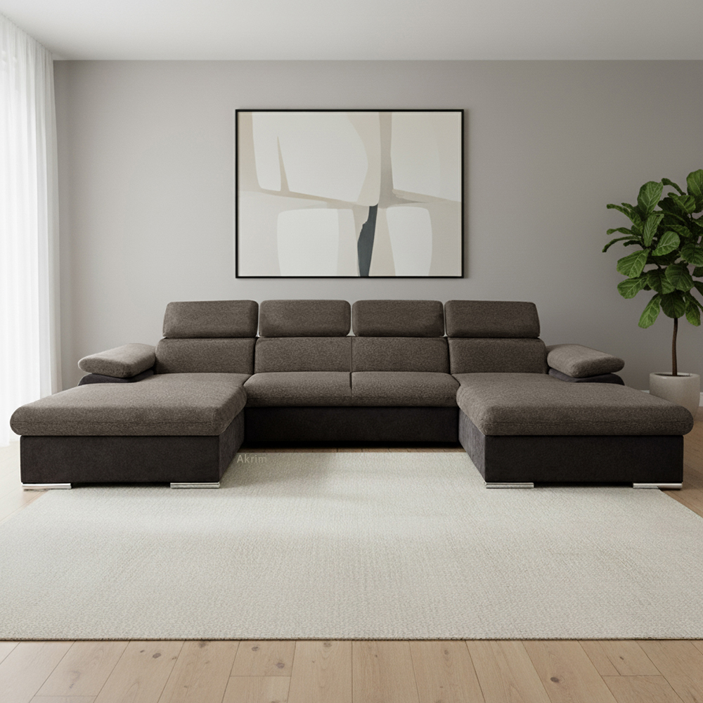 Sedací souprava COOL III | 191x350x191 cm | rozkládací + 2x úložný prostor | tmavě hnědá 04/07