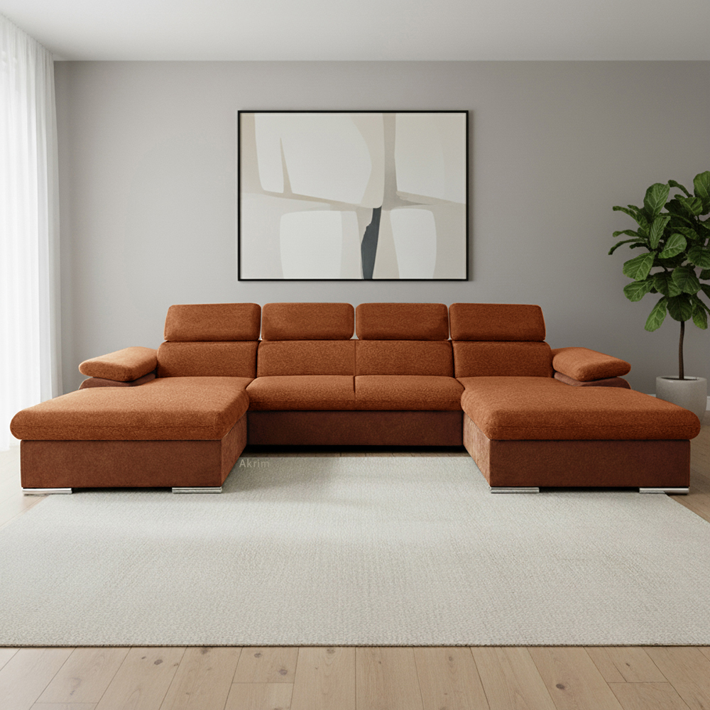 Sedací souprava COOL III | 191x350x191 cm | rozkládací + 2x úložný prostor | oranžová 08/22