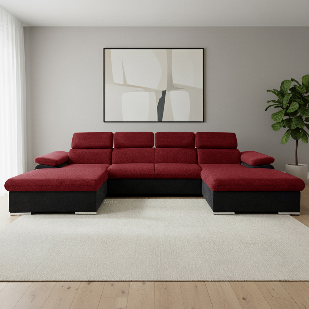 Sedací souprava COOL III | 191x350x191 cm | rozkládací + 2x úložný prostor | červeno černá 09/15