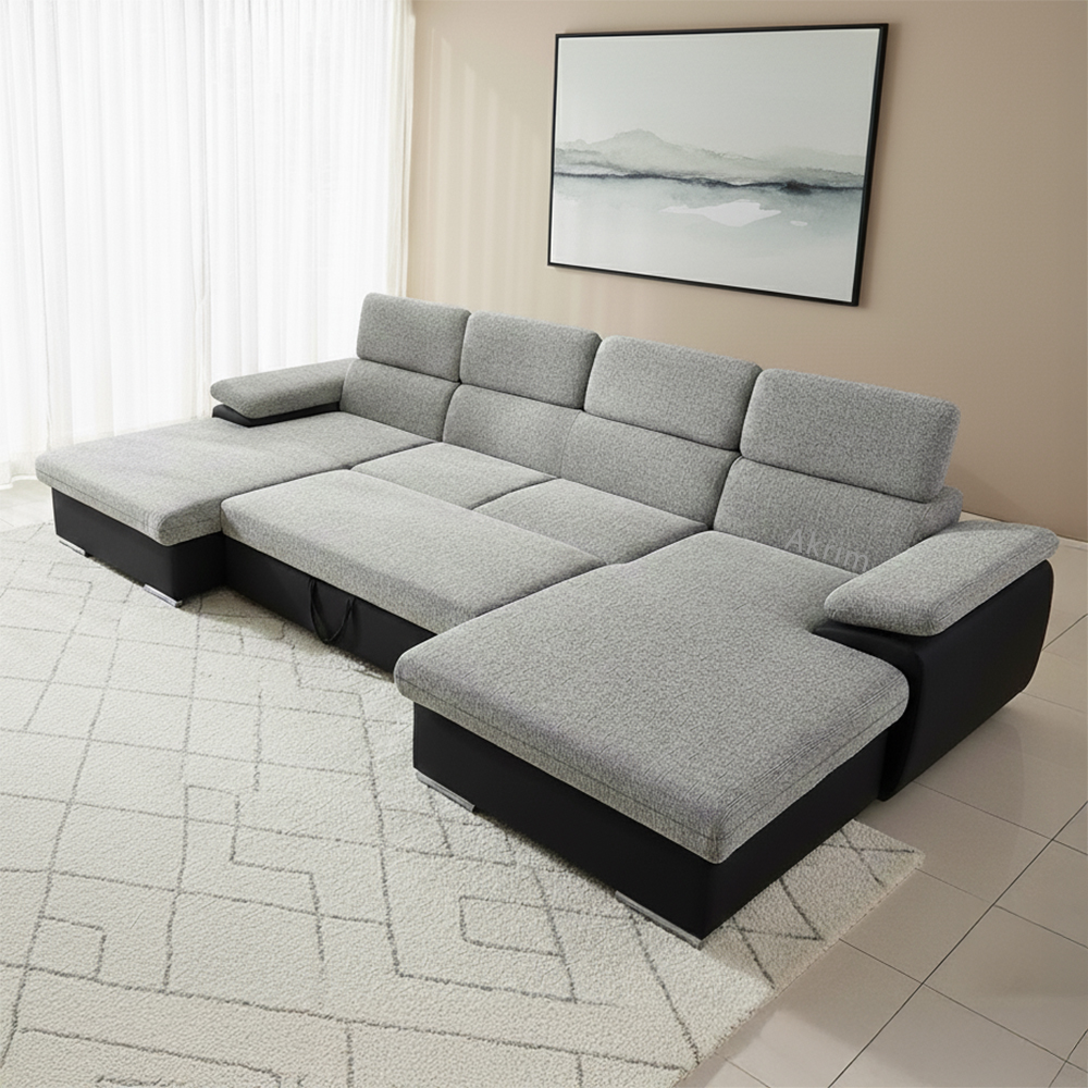 Sedací souprava COOL III | 191x350x191 cm | rozkládací + 2x úložný prostor | tyrkysovo černá 12/15