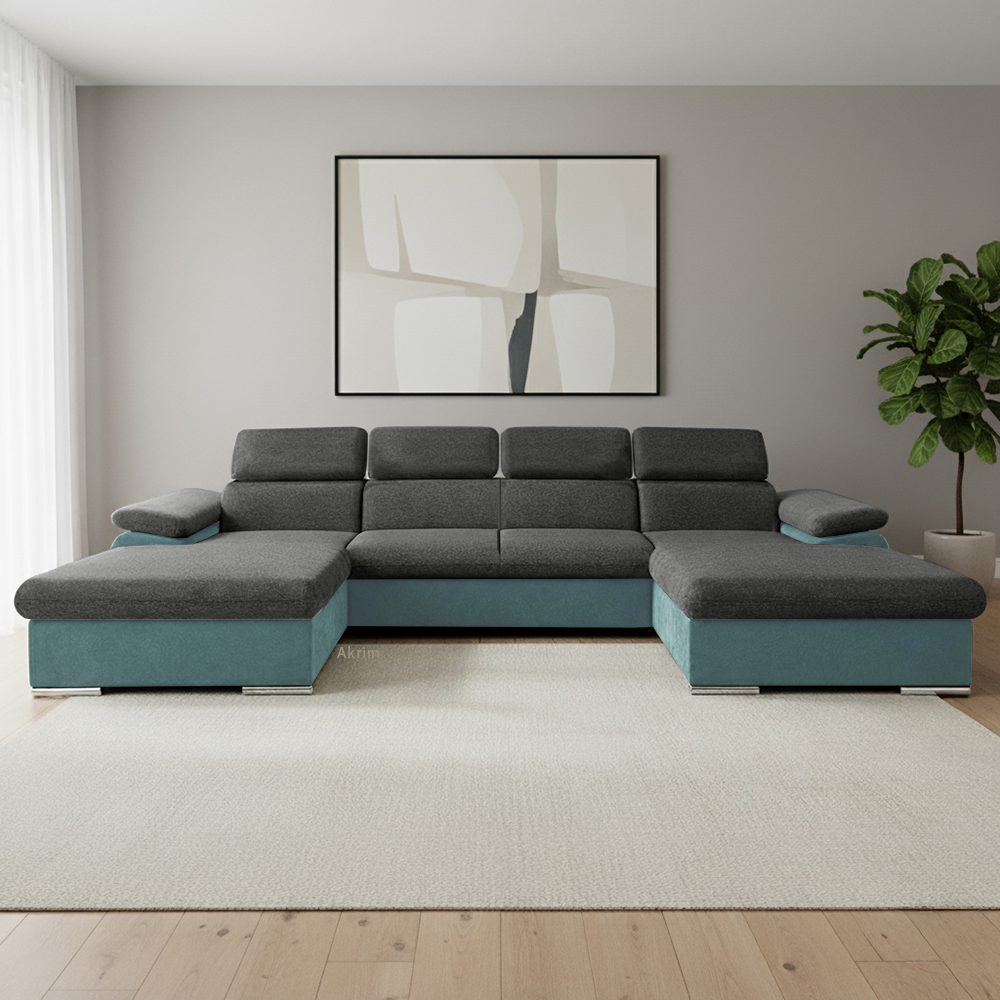 Sedací souprava COOL III | 191x350x191 cm | rozkládací + 2x úložný prostor | šedo modrá 24/30