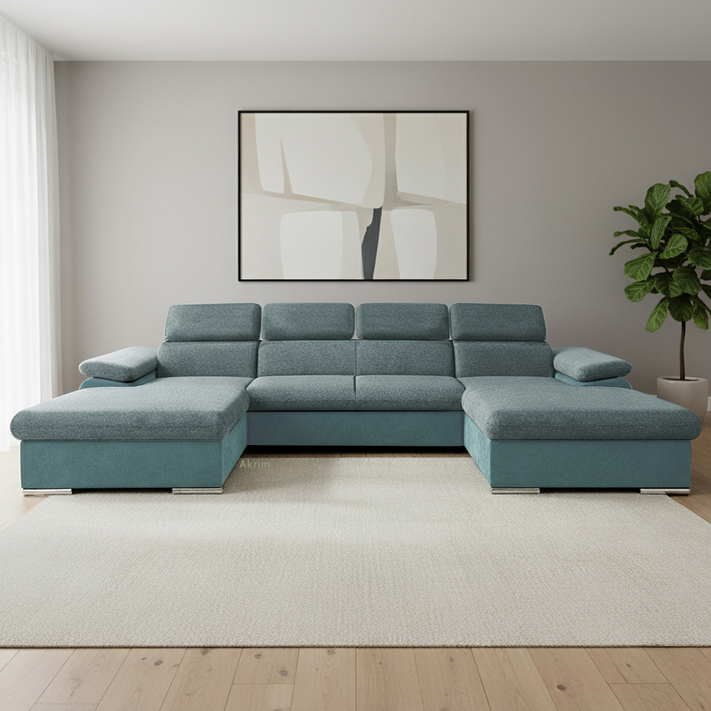 Sedací souprava COOL III | 191x350x191 cm | rozkládací + 2x úložný prostor | světle modrá 15/30