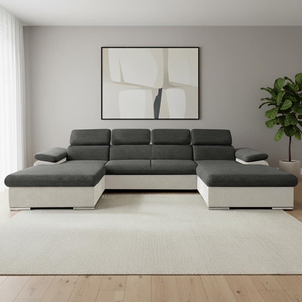 Sedací souprava COOL III | 191x350x191 cm | rozkládací + 2x úložný prostor | světle šedá grafitová 24/27