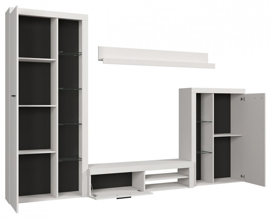 Obývací stěna Rumba + komoda 3F | 270 cm + 148,8 cm | bílá