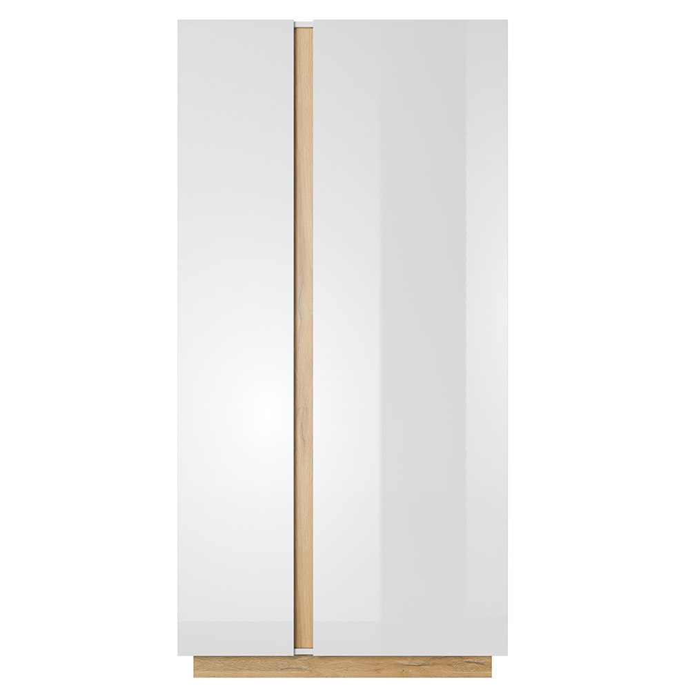 Obývací stěna ARCO se skříní | 4 díly | 307 cm + 100x60 cm | PUSH OPEN | bílá mat/lesk/dub grandson