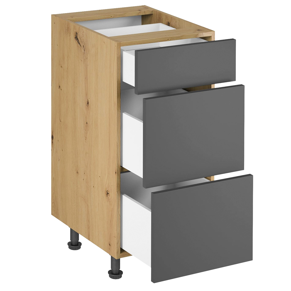 Kuchyně LANGEN šp | s ostrůvkem | 450x230 cm + 155x120 cm | SOKL v CENĚ | push open | artisan/šedá