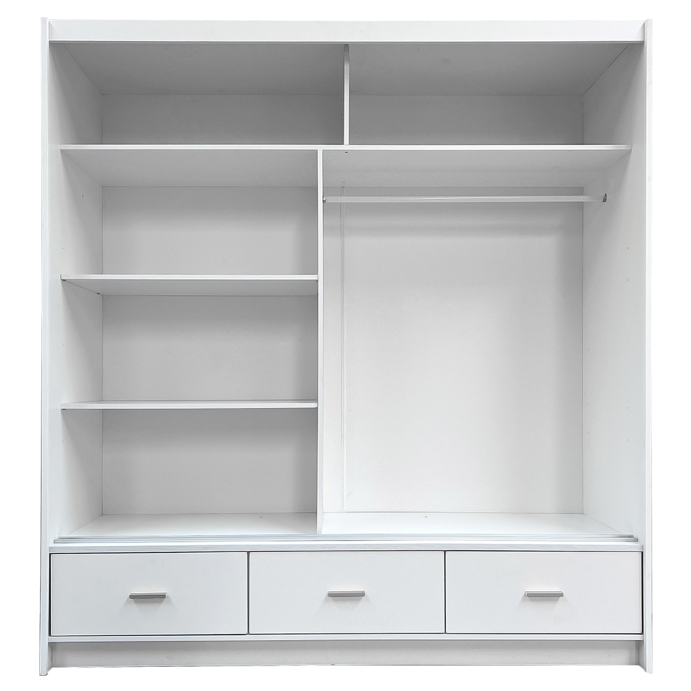 Šatní skříň CANADA CA-21 | 200 cm | se zrcadlem | bílá s bílými úchyty