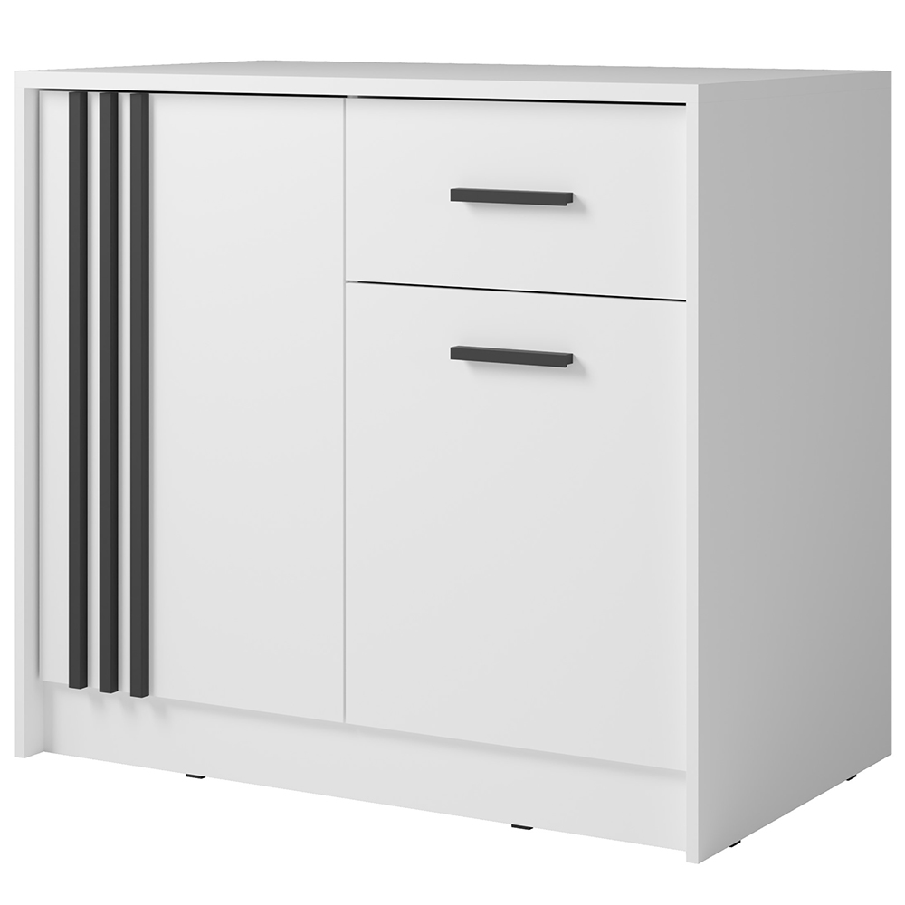 Komoda CANADA CY-24 | 102 cm | bílá s černými úchyty