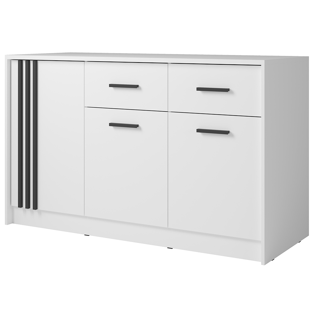 Komoda CANADA CD-24 | 150 cm | bílá s černými úchyty