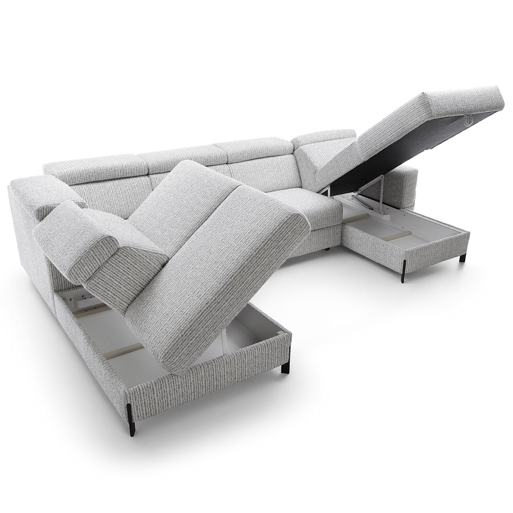 Sedací souprava ULISES U | 225x331x179 | rozkládací + úlož. prostor | tmavě zelená | VÝBĚR NOŽIČEK