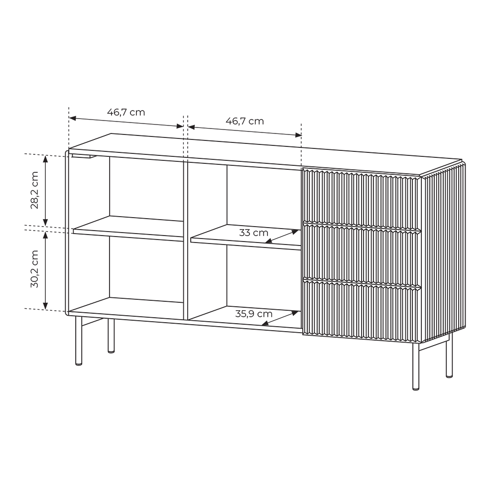 MUTI c | komoda 147 2D3S | 147 cm | černá