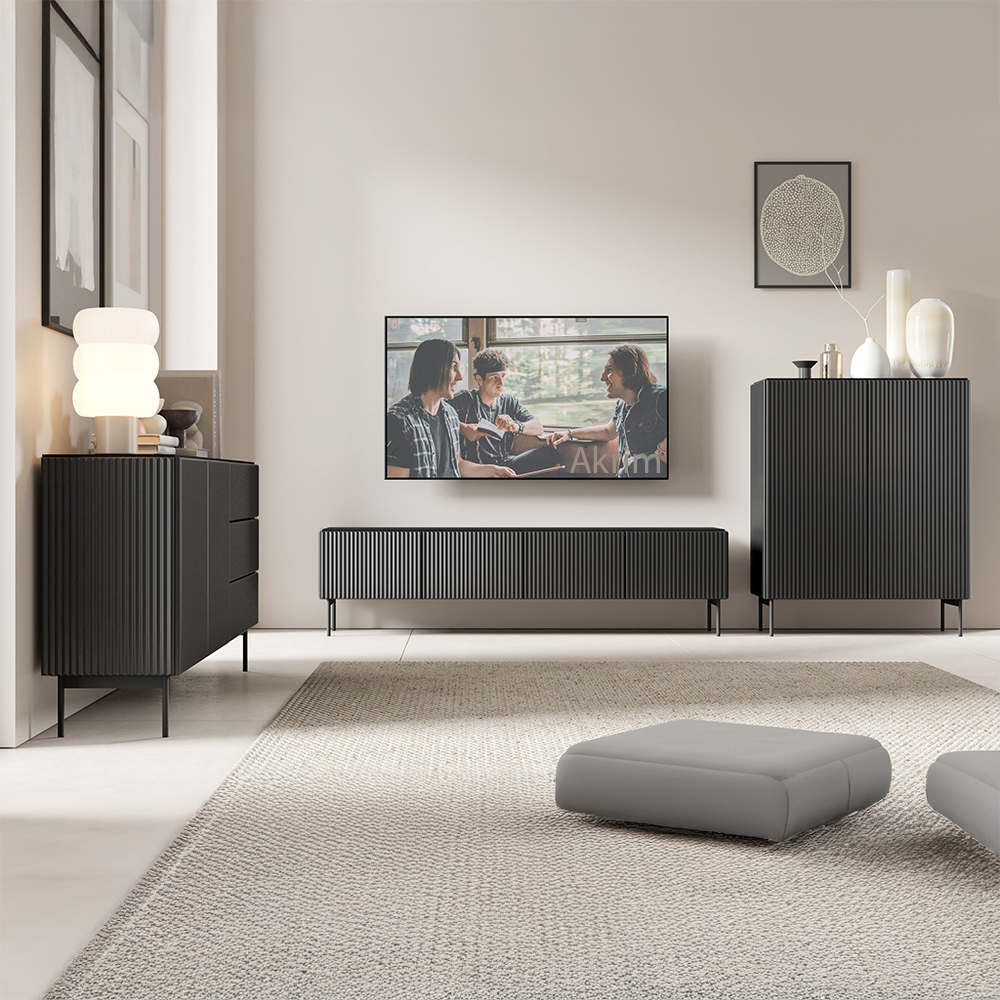 Obývací stěna MUTI A | 3 díly | černá