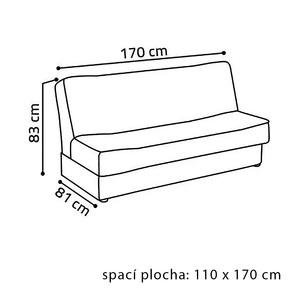 Pohovka OLIVIA | 170 cm | rozkládací + úložný prostor | šedočerná