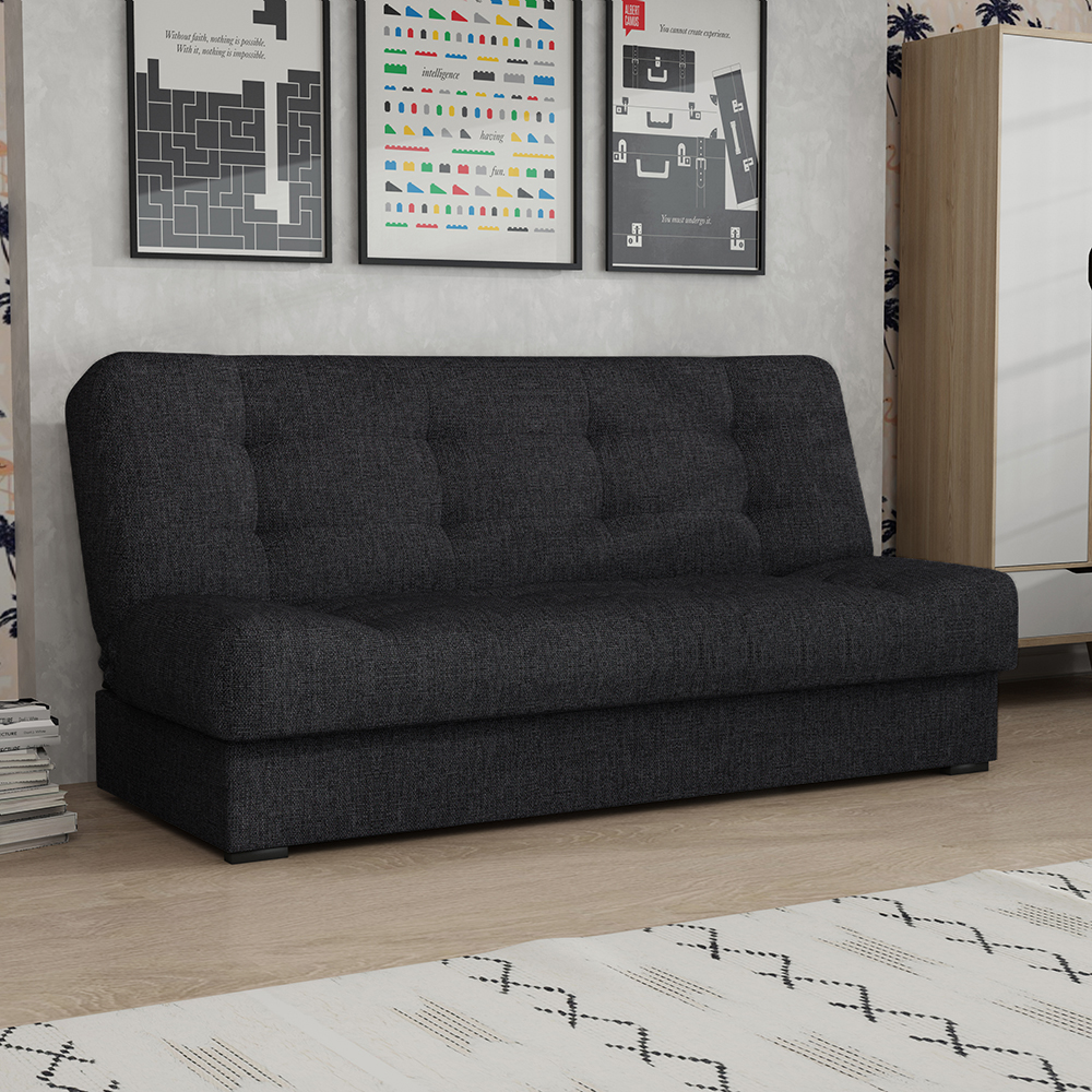 Pohovka OLIVIA | 170 cm | rozkládací + úložný prostor | šedočerná