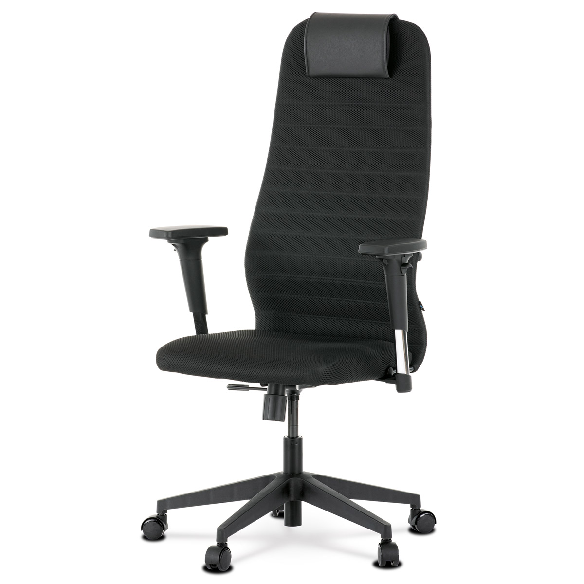 Kancelářské kreslo, potah černá látka a ekokůže, houpací mechanismus,2D područky