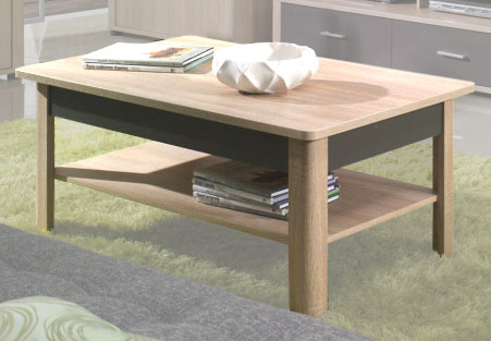 Obývací stěna se skříní FILL | 6 dílů | 127 cm + 370 cm + 114x64 cm | dub sonoma/šedá lesk