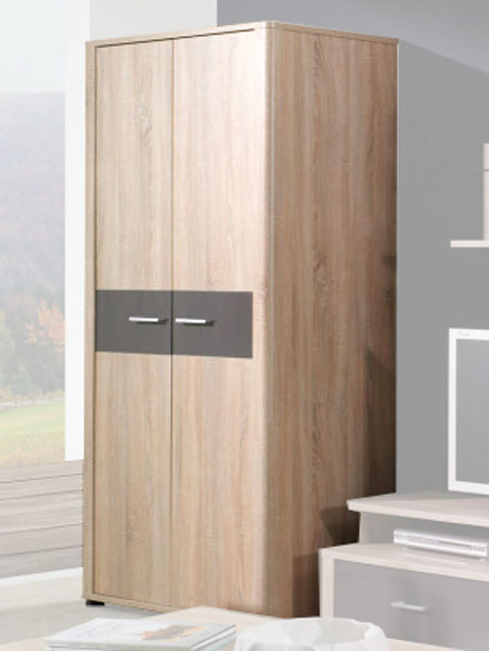 Obývací stěna se skříní FILL | 6 dílů | 127 cm + 370 cm + 114x64 cm | dub sonoma/šedá lesk