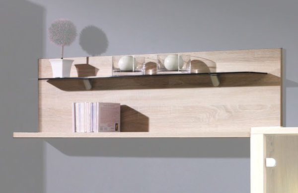 Obývací stěna se skříní FILL | 6 dílů | 127 cm + 370 cm + 114x64 cm | dub sonoma/šedá lesk