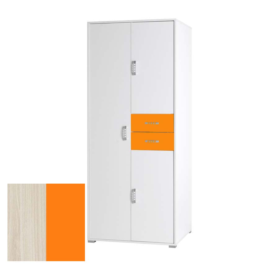 Nemo - šatní skříň 2 - jasan/oranžová