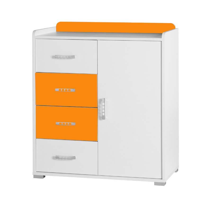 Nemo - komoda 6 - bílá/oranžová