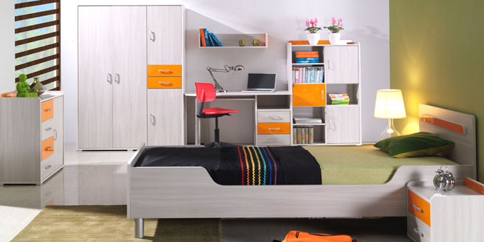 Nemo - psací stůl 11 - bílá/oranžová