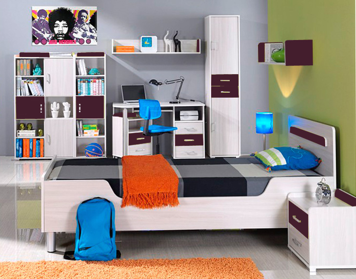 Nemo - regál 4 - bílá/fialová