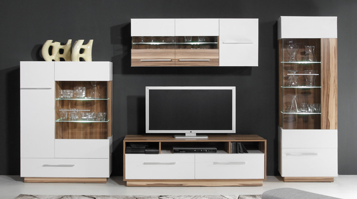 Monsun - vitrína závěsná MN11 L/P - bílá - LED osvětlení v ceně