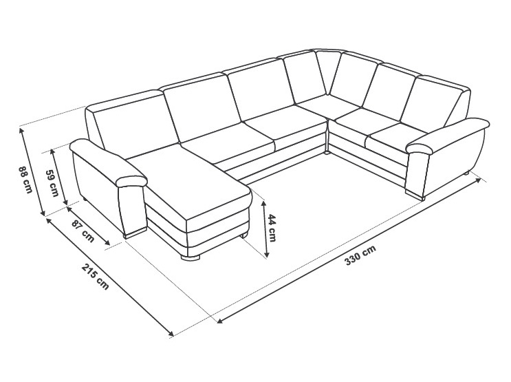Sedací souprava BARELLO U | levá | VÝBĚR TKANIN