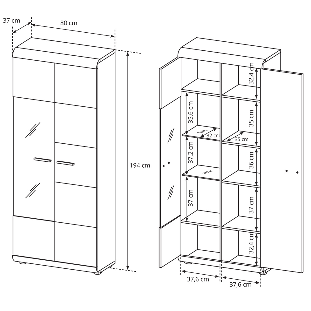 LINK s | vitrína vysoká | 80 cm | sonoma