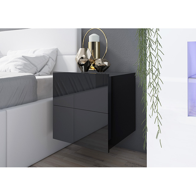 CALABRINI c | noční stolek | 40 cm | černá lesk