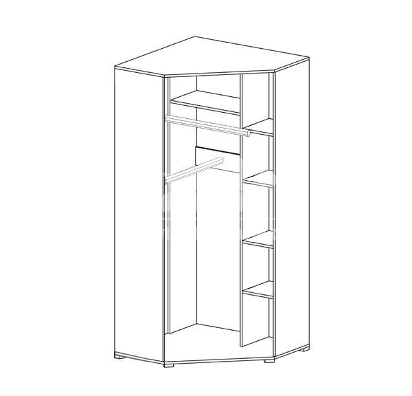 NEXT v | rohová šatní skříň NX2 | borovice bělená/viola fialová