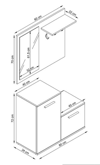Předsíňová stěna Monti - sonoma