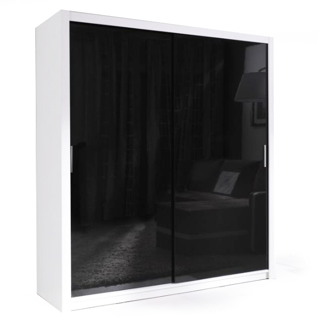 Šatní skříň Gibi 180 - bílá/černá lesk