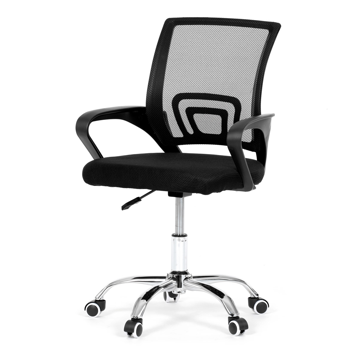 Kancelářská židle, potah černá látka MESH a síťovina MESH, výškově nastavitelná, kovový chromovaný kříž