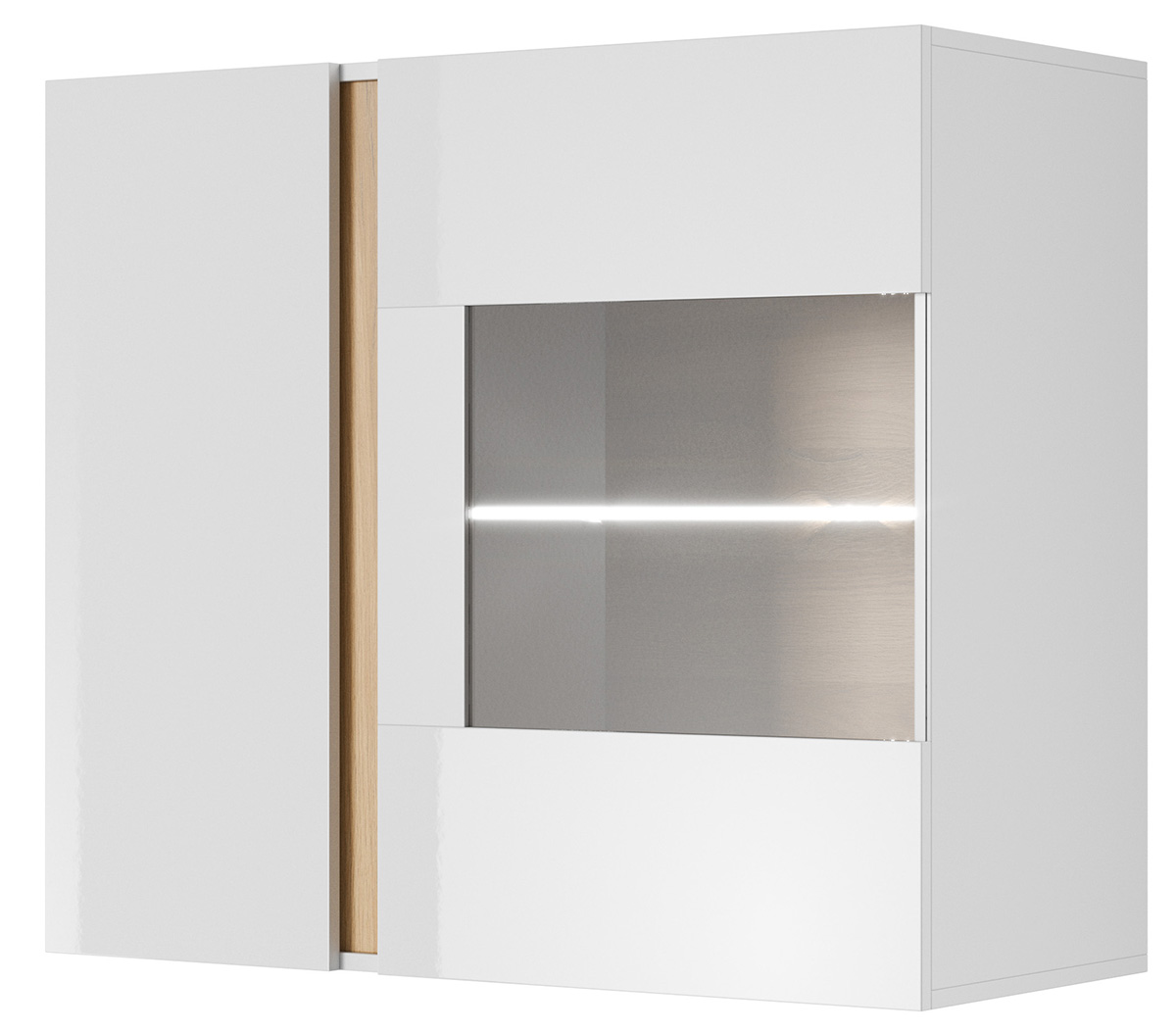 ARCO | závěsná vitrína 96 | 96,5 cm | PUSH OPEN | bílá mat/lesk/dub grandson