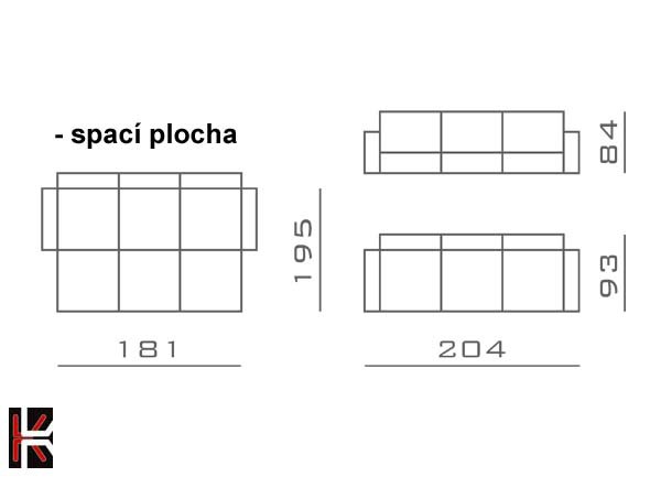 Pohovka Classic III 3R | 204 cm | rozkládací + úložný prostor | VÝBĚR TKANIN