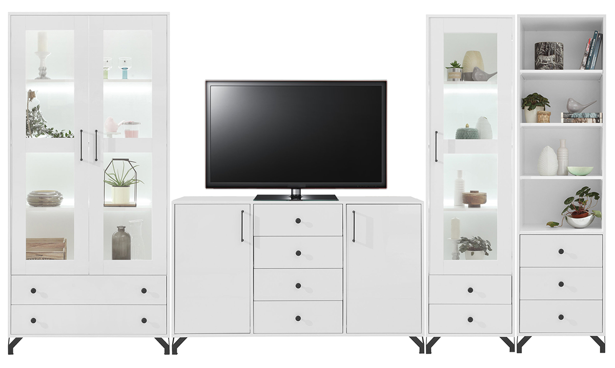 Obývací stěna Bergen D - bílá