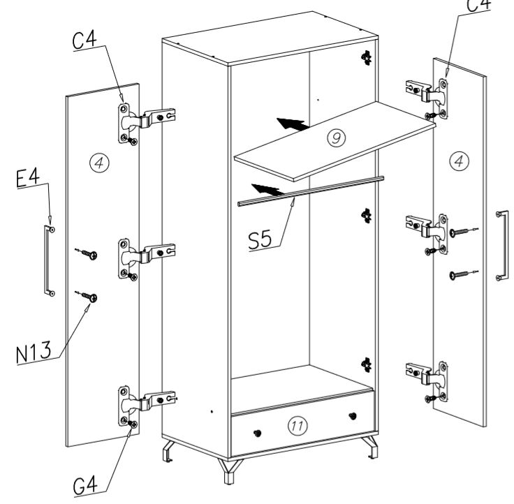 Obývací stěna se skříní Bergen E