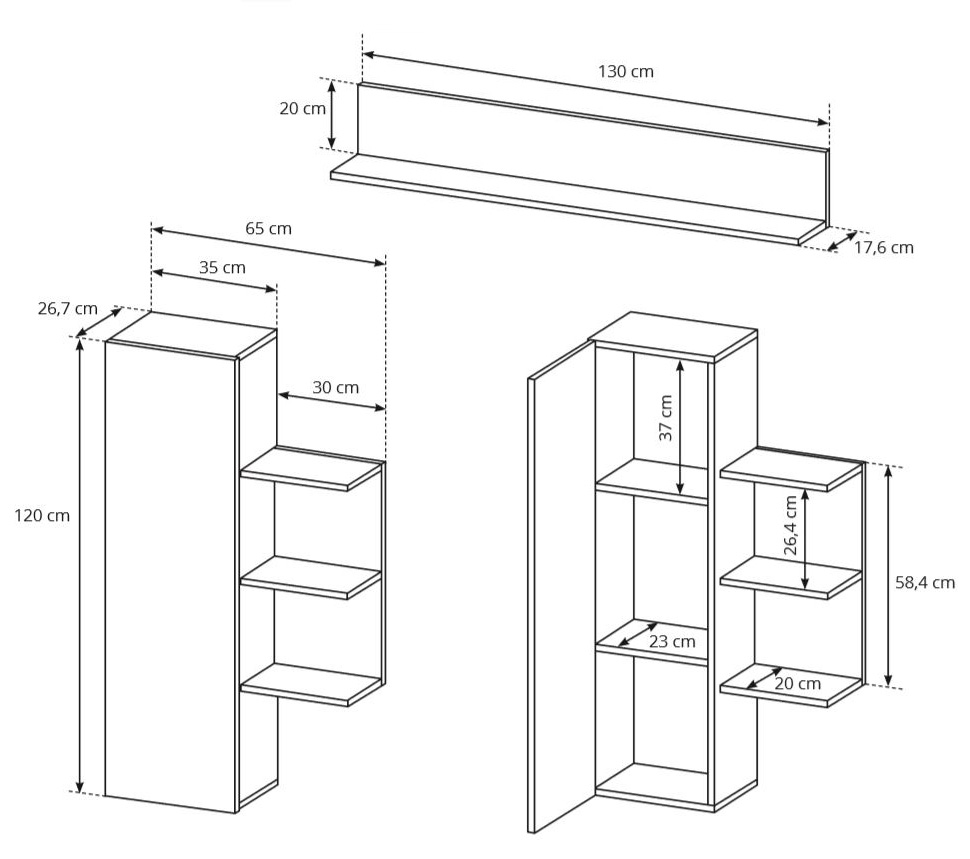 Obývací stěna ALVA | sestava B | dub grandson/bílá