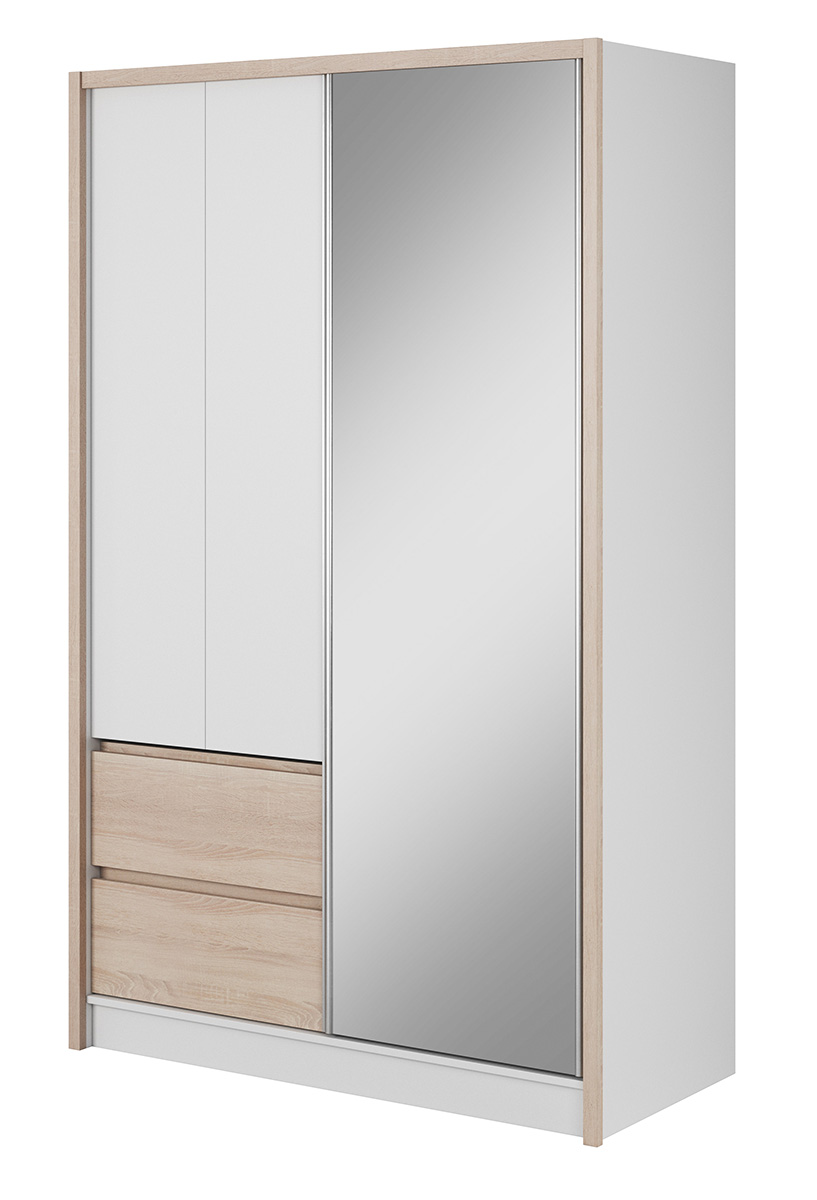 Šatní skříň Sara 130 - sonoma/bílá mat