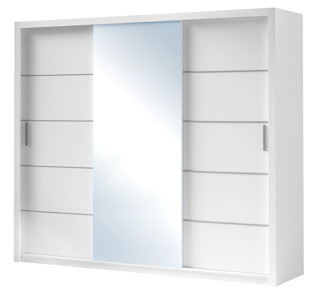 BONO b | šatní skříň | 250 cm | se zrcadlem | bílá