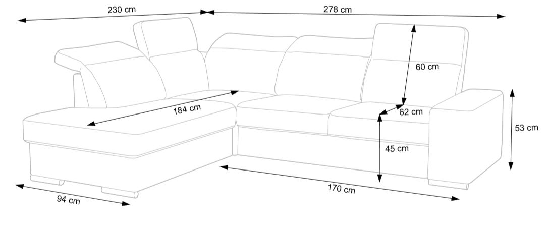 Sedací souprava AVANT - 278x230 cm - rozkládací + úložní prostor - VÝBĚR LÁTEK