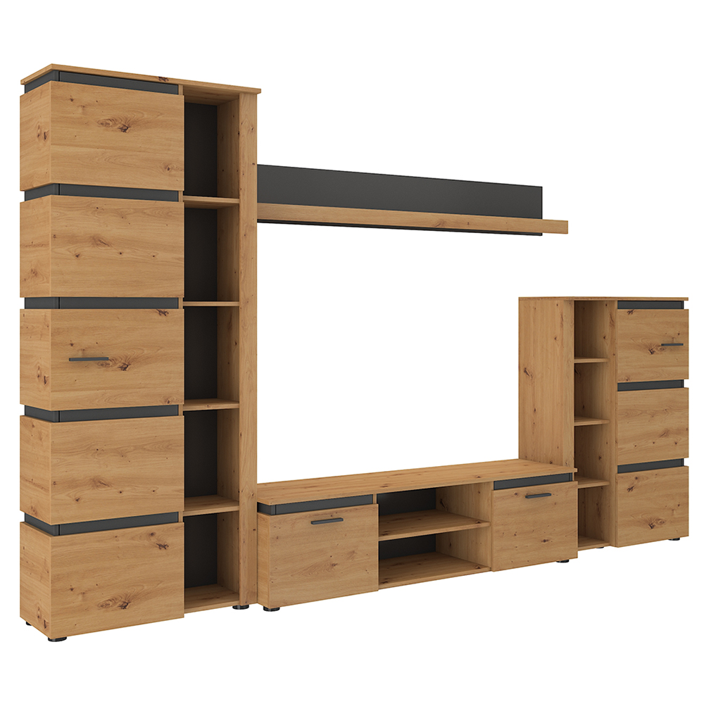 Obývací stěna FAROS + komoda 6S | 304 + 120 cm | 5 dílů | artisan/matera