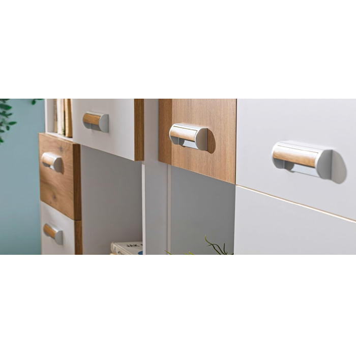 Lorento - skříň L1 - bílá brilantní/dub nash