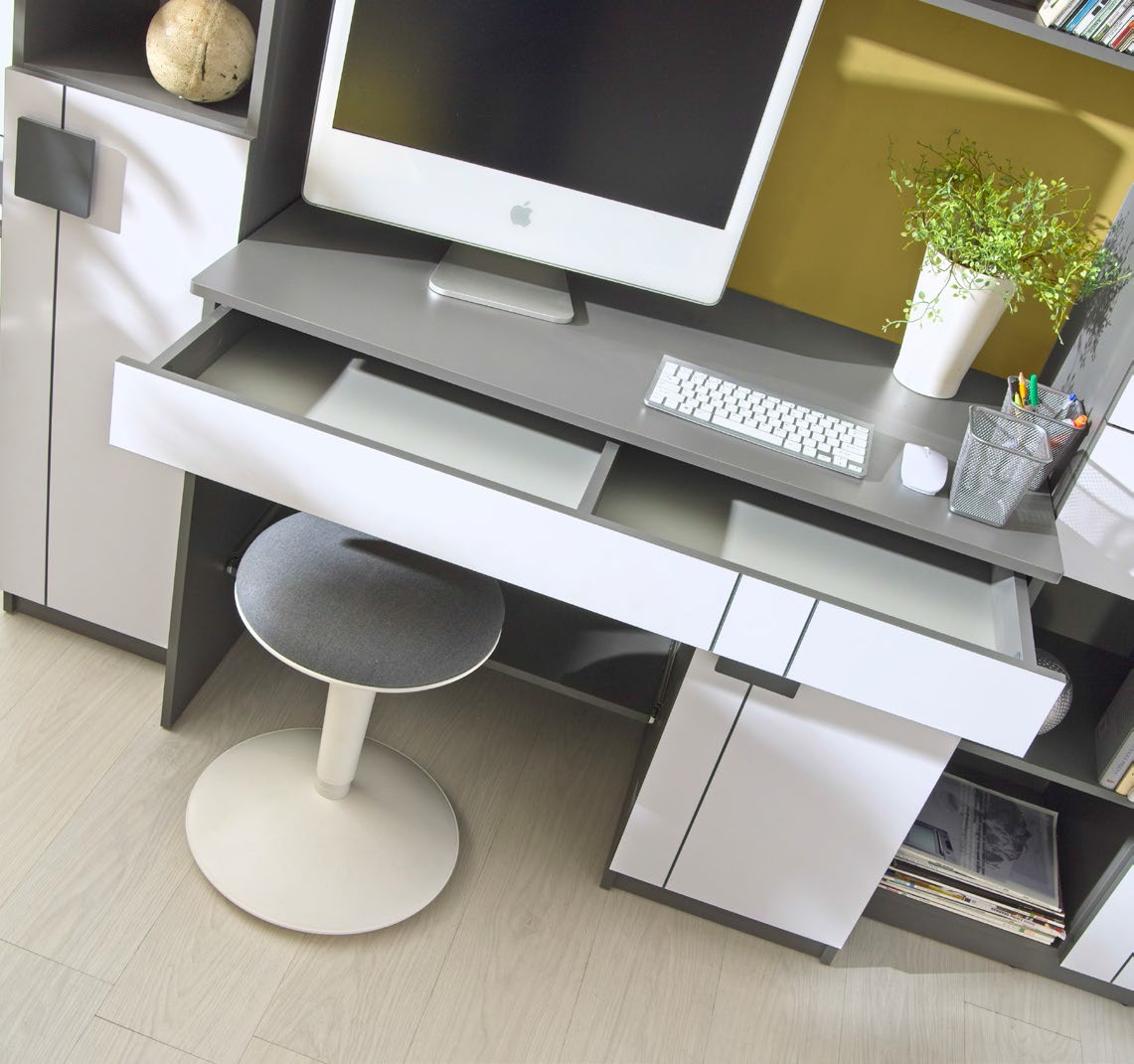 Gumi - noční stolek G12 - 45 cm - antracyt/bílá brilantní