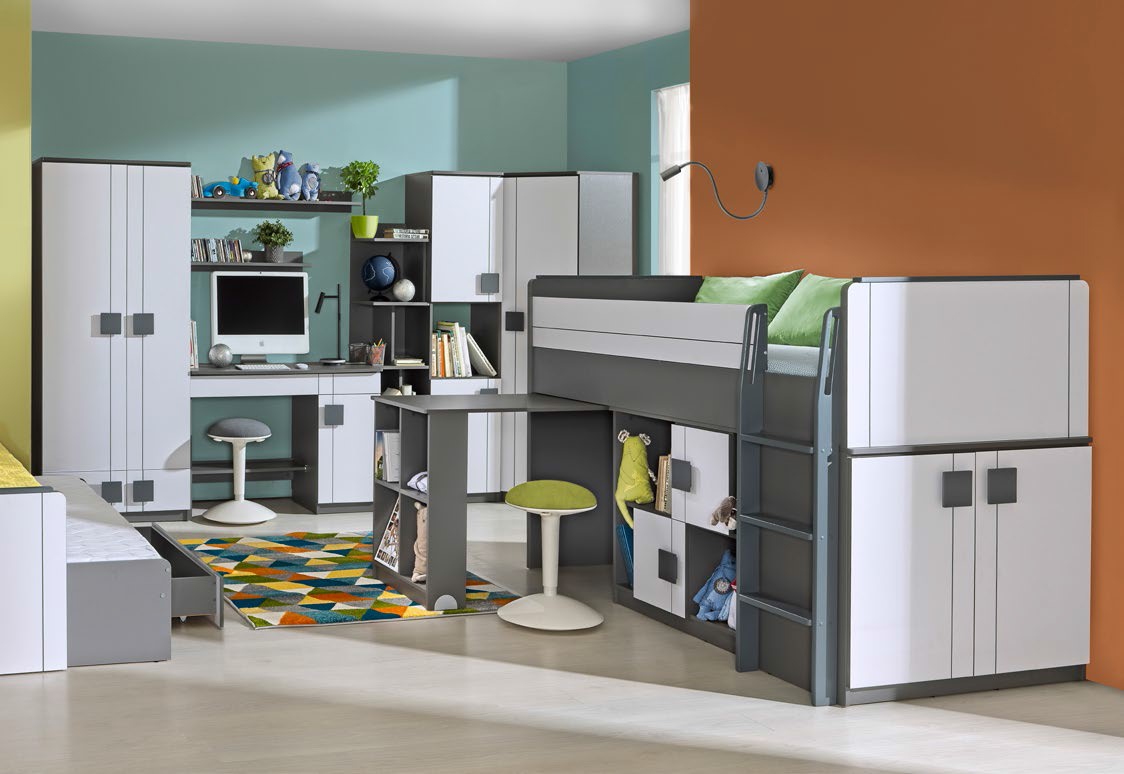 Gumi - noční stolek G12 - 45 cm - antracyt/bílá brilantní