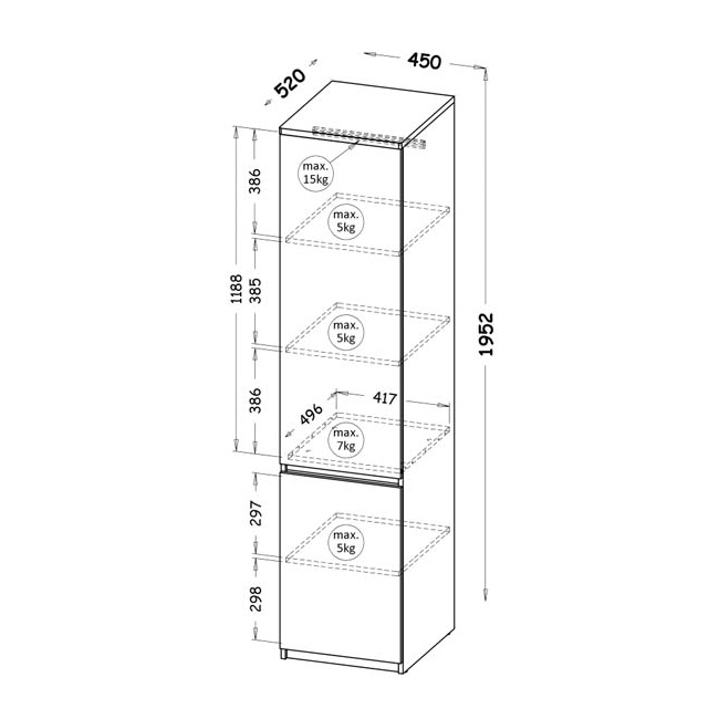 Arca w | regál AR2 | 45 cm | dub wotan/bílá