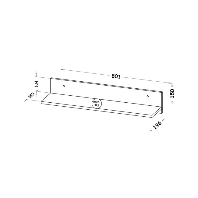 Arca b | závěsná police AR8 | 80 cm | bílá