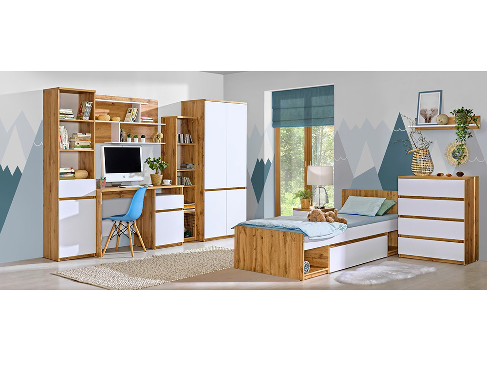 Dětský pokoj Arca w | 9 dílů | sestava A | dub wotan/bílá